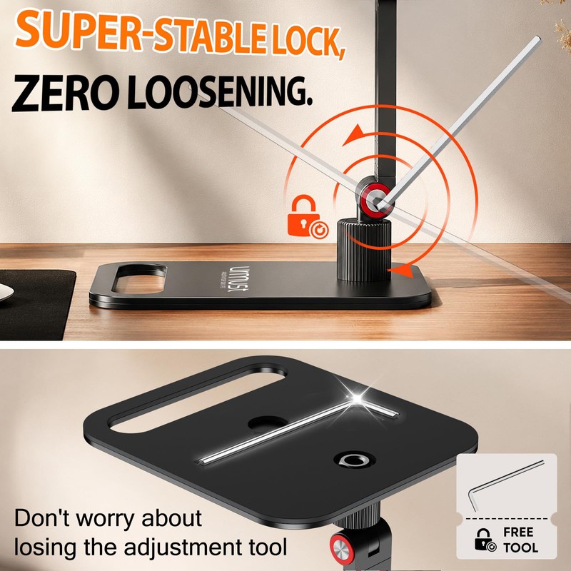 Urmust Dual Arm 15.6" Portable Monitor Stand with 360° Rotating