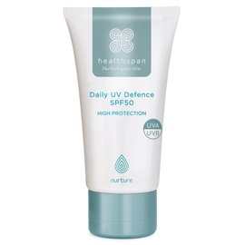 Healthspan Daily Uv Defence Spf50 | High UVA and UVB sun protection | Lightweight face cream with SPF50 | Helps to reduce the appearance of wrinkles | Added Superox-C™ vitamin C