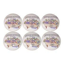Twisted R Design Lavender Cabinet Knobs, Knobs for Kitchen Cabinets and Drawers, Matching Cabinet Knobs and Pulls, 1.5" Round Dresser Knobs (Set of 6 Lavender Bathhouse Wood Knobs)