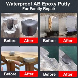 Epoxy Putty for Metal, 16 oz Fast Repair Pool Putty Self-Hardening Waterproof AB 2 Part Epoxy Wood Filler for Metal Tile Plastic Repair Filling Bonding, Sculpt Clay for Sculpting Modeling Black