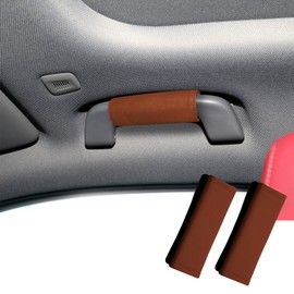 HEVLE 2PCS Car Door Handle Protector, Leather Anti-Scratch Handle Cover for Decorations, Universal Accessory (Brown)