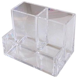 Plus Nao Pen Holder, Acrylic, Transparent, Clear Pen Stand, Pencil Holder, Stationery Holder, Acrylic, Tabletop Storage, Small Items, Organization, Desk, 3 squares