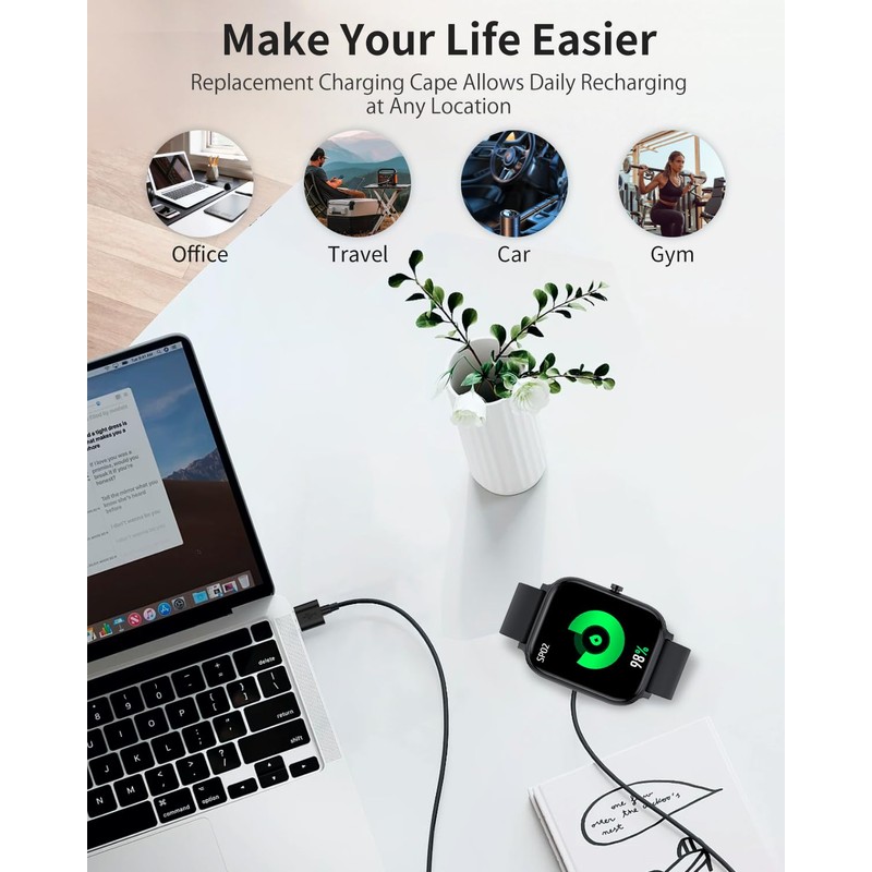YANMONGI Smart Watch Charger for TORJALPH 3.3Ft/100cm 2 Pin USB