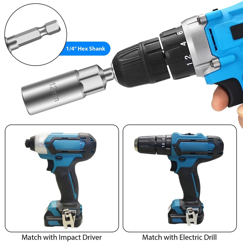 SUNJOYCO 3PCS Power Wing Nut Driver Set, 1/4" Hex Shank