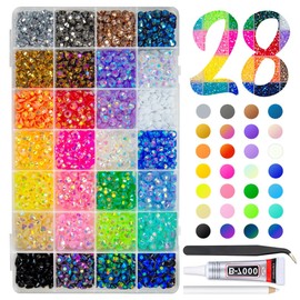 qiipii 28 Color 6mm Jelly Resin Rhinestones w B7000 Jewelry Glue for Bedazzling Crafting SS30 Flatback Stones Colorful AB Gems Diamonds Charms for Nails Eyes Face Makeup Tumblers Crafts Clothes Shoes