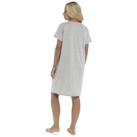 Thingimijigs Ladies Maternity Sleeping for Two Cotton Short Sleeved Nightie Nightdress Nightshirt - UK 8-10 Grey