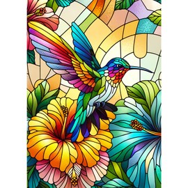 Hummingbird Puzzles for Adults 1000 Pieces, Stained Glass Impossible Jigsaw Puzzle for Adults, Hard Challenging Bird Puzzles 1000 Pieces Games, Leisure Puzzle Games for Adult Suitable Family Friends