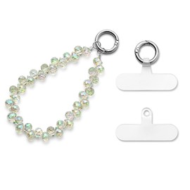 MORSUNBELA Phone Chain Beads Green Universal Phone Accessories Cell Phone Charm Bracelet Strap Wrist Phone Chain