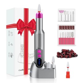 PUNOLAZY Nail Drill, Cordless Electric Filer Professional E-File Drill Grey