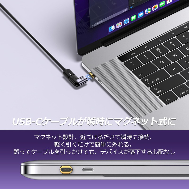 MUXER Magnetic USBC Adapter L-shaped 【USB 3.1 40Gbps High-Speed Data
