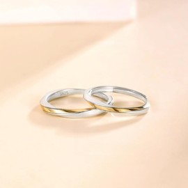 Nicoiro NSPR178 Pair Ring, Gold Line Twist, Made by S925, Matching Couple, Silver, No Gemstone