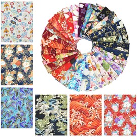 30 Pcs 8" x 10" Cotton Quarters Fabric Bundle Craft Fabric Patchwork Japanese Style Wrapping Cloth Quilting Fabric for DIY Patchwork Sewing Craft with Different Patterns