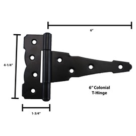 Shed Windows and More Double Door Colonial Hardware Kit (6" Hinges), Shed Hinges, T Handle, Barrel Bolts