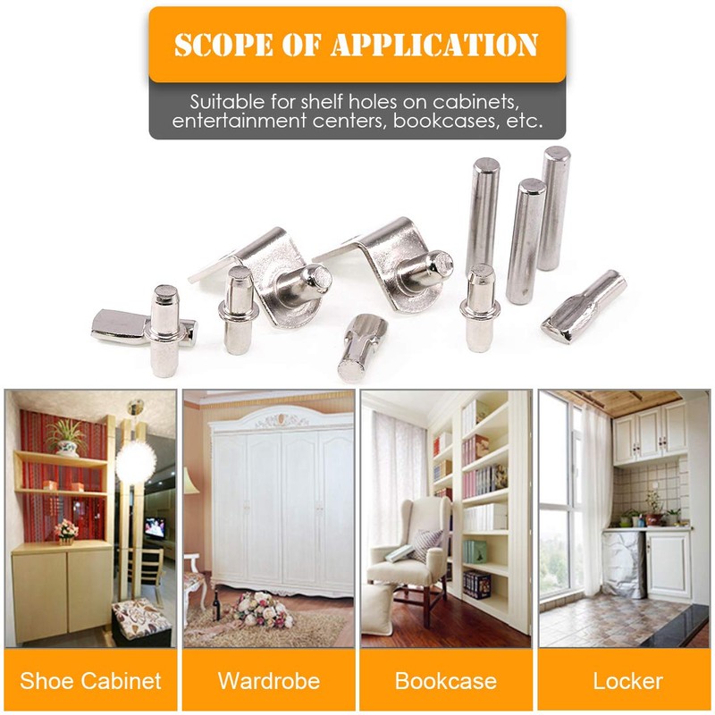 Rustark 120 Pcs 4 Styles Nickel Plated Shelf Pins Bracket