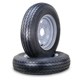 Free Country Trailer Tire Wheel Assembly ST175/80D13 8-Ply D 96L 5 Lug on 4.5" PCD Silver Spoke Rim,SET 2