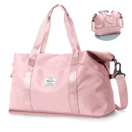 Travel Duffel Bag,Sports Tote Gym For Spirit Airlines Personal Item Bag 18x14x8 Foldable,Carry on Shoulder Expandable Weekender Overnight for Women,Pink
