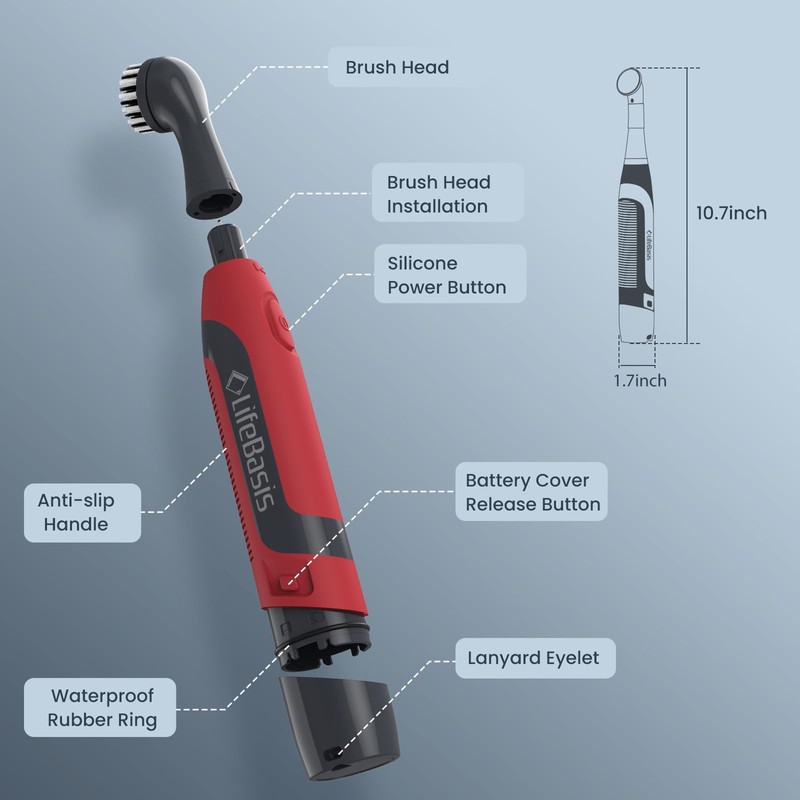 LifeBasis Cordless Electric Cleaning Brush, Mini Power Scrubber for Cleaning