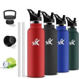 Stainless Steel Water Bottle, Water Bottle, 750 ml, BPA-Free, Thermos Flask with Straw, Insulated Flask, Double-Walled, Metal Water Bottle, Sports Bottle for Hiking, Fitness, Camping, Yoga