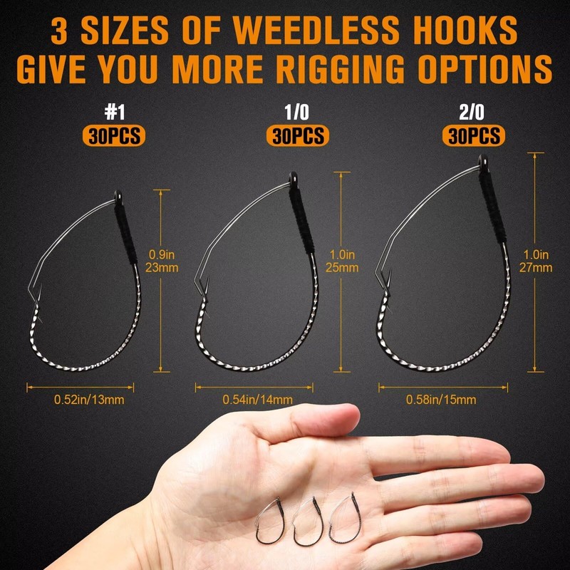 Dovesun 30PCS Weedless Hooks Wacky Rig Hooks Worm Fishing Hooks