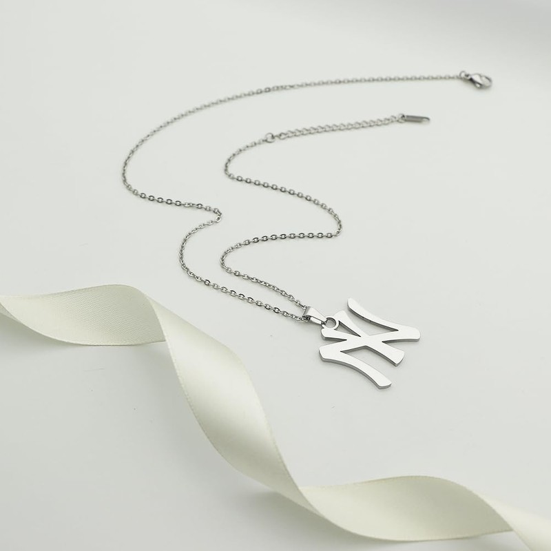 Asqunpin NY Necklace I Love New York Pendant Stainless Steel