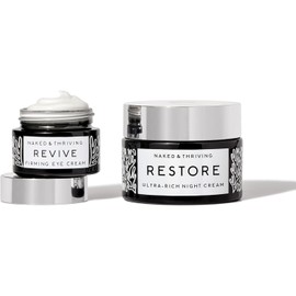 Naked & Thriving- El dúo alternativo al retinol Crema de noche ultra rica Restore (50 ml) + Crema reafirmante para ojos Revive (15 ml)