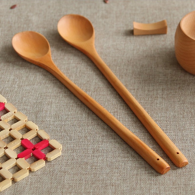Long Handle Wooden Spoon Cooking Mixing Stirring Multi-Purpose Spoon 13inch-