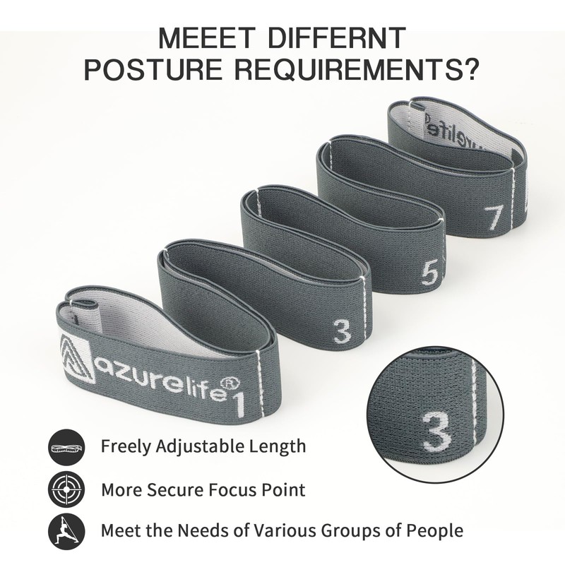 A AZURELIFE Premium Durable Stretch Straps with Loops, Stretching Strap