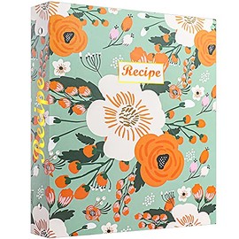 3 Ring Recipe Binder 8.5”x11” Total 115pcs Recipe Book to Write in Your Own Recipes with Recipe Cards 4x6, Sleeves, Dividers, Recipe Pages, Labels, Christmas Gifts for Women (Green Spring Bouquet)