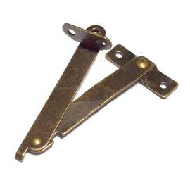 4 Pcs Bronze Lid Folding Support Hinges Brass Lift Up Stay Hinge Vintage Lid Display Bracket for Wooden Chest Gift Box Jewelry Case Furniture (Open Length:15cm, Width:4cm)
