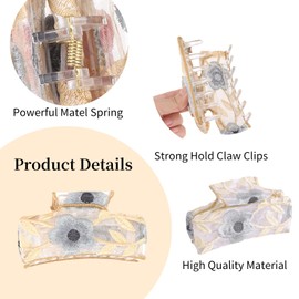 CUSARA Flower Hair Claw Clips for Women Girls Non Slip Elegant Claw Clip Strong Hold 4 PCS Large Flower Girls Hair Accessories