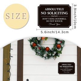 No Soliciting Sign for Front Door，Self-Adhesive Elegant Do Not Knock or Ring Doorbell No Soliciting Sticker for Home, No Solicitors Sign for Doorbell, House Door, Home, Office 5.6"x 3.9"