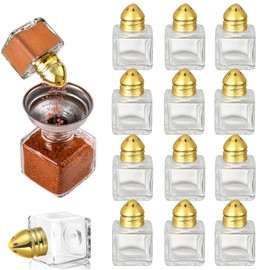 12 Pcs Small Salt and Pepper Shakers, Mini Glass Seasoning Spice Jars, Spice Salt Shakers with Funnel for Wedding Parties, Restaurants and Home Kitchens