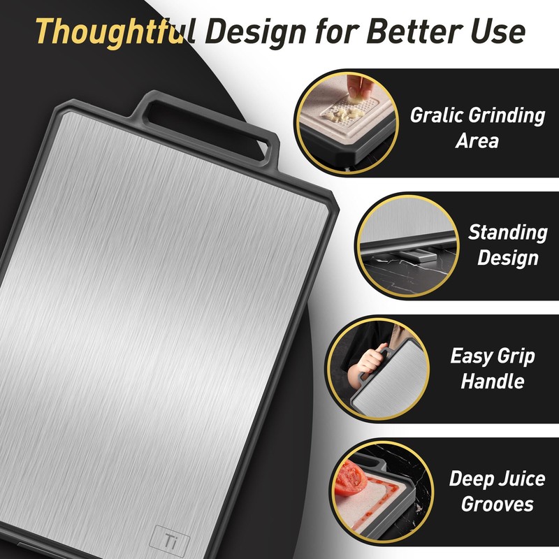 Titanium Cutting Boards for Kitchen Chopping Board with Handle Large