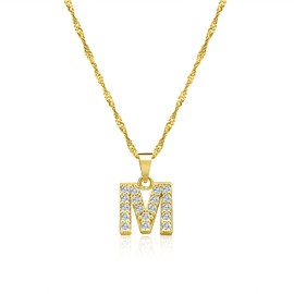 Zelaro Women's Necklace with Letters, Chain Gold and Chain Silver with Zirconia Letter Pendant Chain with Letters, Gift for Women Birthday, Adjustable Necklace in Gold, Copper, Cubic Zirconia