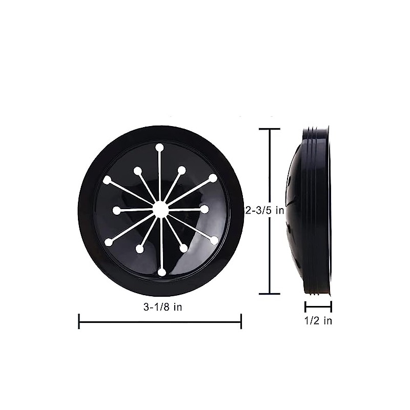 Black Garbage Disposal Splash Guards Collar Sink Baffle, 3-1/8 Inch
