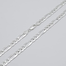 Treasure Bay Mens 925 Sterling Silver 8mm Figaro Chain Mens Chain 18" 19" 20" 21" 22" 24" Italian Silver Chain, Sterling Silver