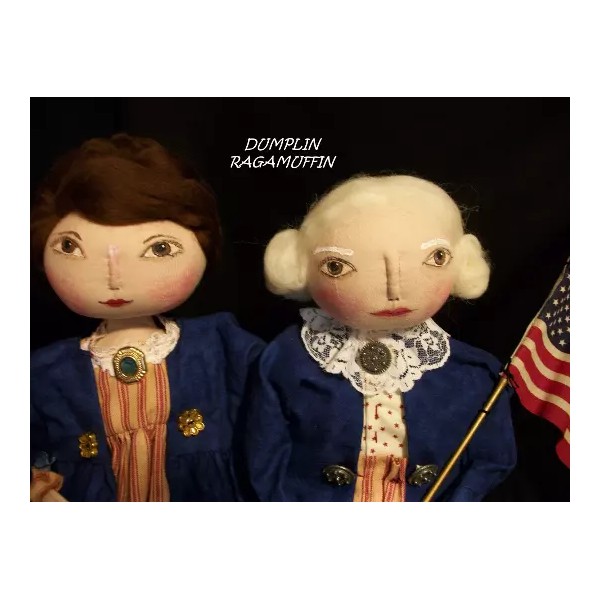 PATTERN, Primitive dolls, George & Martha, Americana, Dumplinragamuf