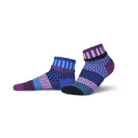 Solmate Socks, Mismatched Quarter Length Socks, USA Made with Recycled Yarns, Raspberry Md