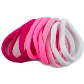 Mototrendz® 10 pcs Large Thick Stretchy Soft Hair Bobbles Girls Ponytail Holders Hair Elastics Super Soft Fabric Hair Ties Endless Snag Free Ponies for Girls Women Thick Hair (Assorted Pink mix)