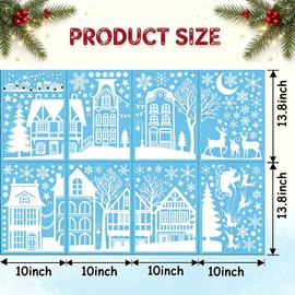 Christmas Village Window Clings Large White Winter Glass Decals