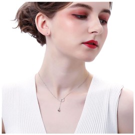 Cat Jingle Bell Pendant Necklace Kitty Lariat Y-Shape Necklace Geometric Kitten Chain Jewelry for Women Girls Teens