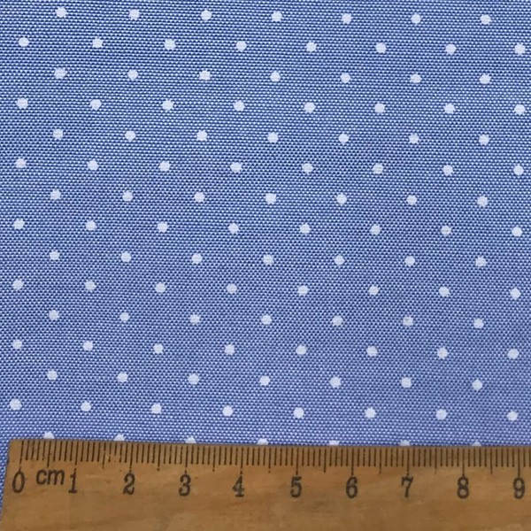 Light Blue Polka Dot Fabric Lightweight Cotton Blend Plain Width