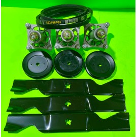 Lawnmowerpartsworld Deck Rebuild Kit Blade Spindle Belt for Husqvarna 2254 2254XP 54 Inch Cut Deck