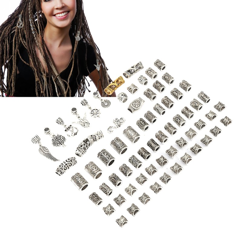 106pcs Dreadlocks Hair Rings Alloy Different Shapes Exquisite Patterns Hair