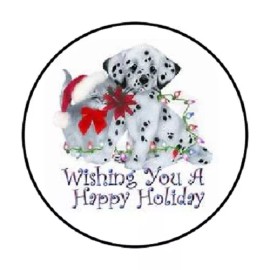 Homemade 48  WISHING YOU A HAPPY HOLIDAY  ENVELOPE SEALS LABELS STICKERS 1.2" ROUND