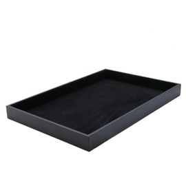 JETEHO Velvet Jewelry Tray for Drawers Black Jewelrys Display Tray Stackable Jewelry Organizer Trays for Necklace Bracelet Ring Watch (1, Black)