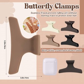 Batiyeer 12 Pcs Butterfly Hair Clips for Styling Sectioning Neutral Color Hair Clips for Women Butterfly Clamps Non Slip Claw Hair Clips Salon Hair Section for Cutting Styling Coloring Thick Thin Hair