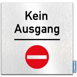 Türschilder24 Aluminium Dibond Sign, Door Sign, 120 x 120 x 3 mm, Verbote/Gebote Signs, 100% Made in Germany (No Exit)
