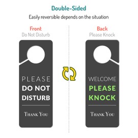 Do Not Disturb Door Hanger Sign, 2 Pack (Printed on Both Sides), 9.3â³x3.5â³ PVC Plastic, Please Do Not Disturb Sign for Home, Office, Hotel, Bathroom, Bedroom, Counseling, Therapists, Clinic, Regular