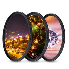 JJC 55mm Variable Star Filter Set for Nikon D3500 D3400 D5600 with 18-55mm Kit Lens for Sony A7 A7II A7III with FE 28-70mm Kit Lens, 4 Points 6 Points 8 Points Cross Screen Starburst Effect Filter Kit